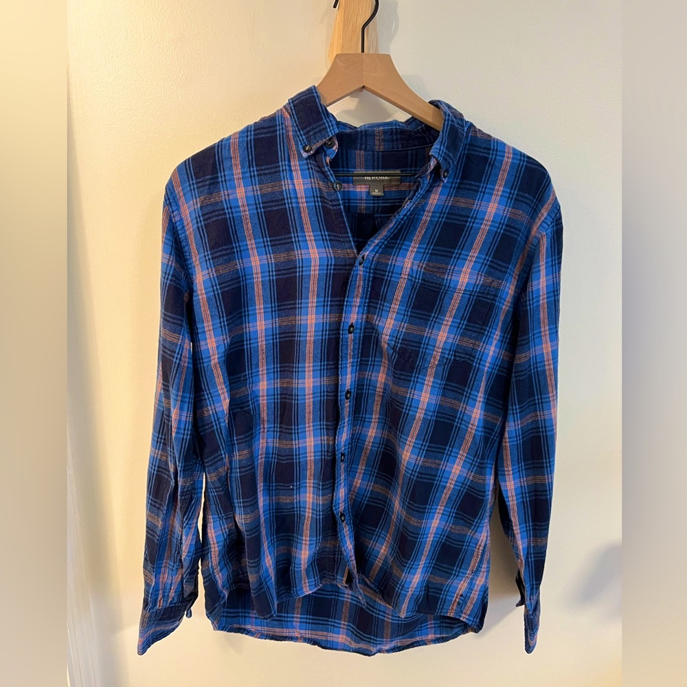 Merona Men’s Blue and Orange Flannel